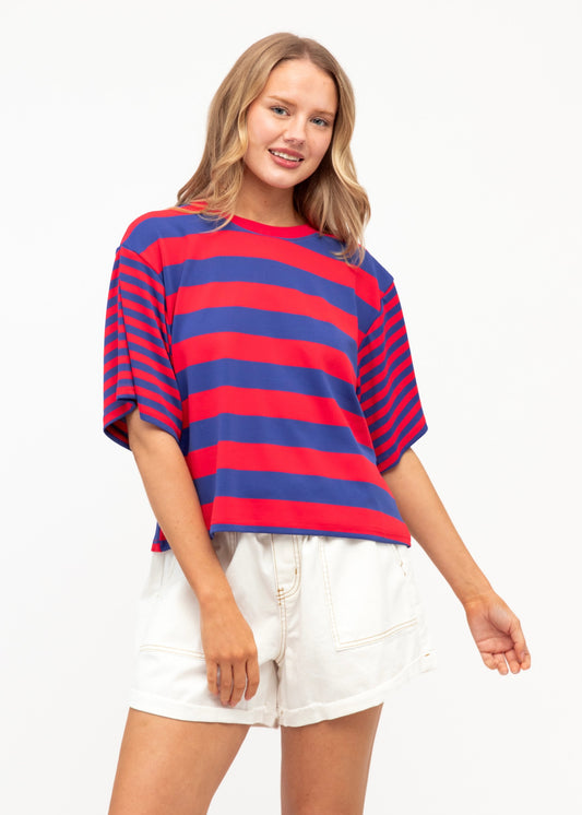Mandy Stripe Tee - Blue Red Stripe