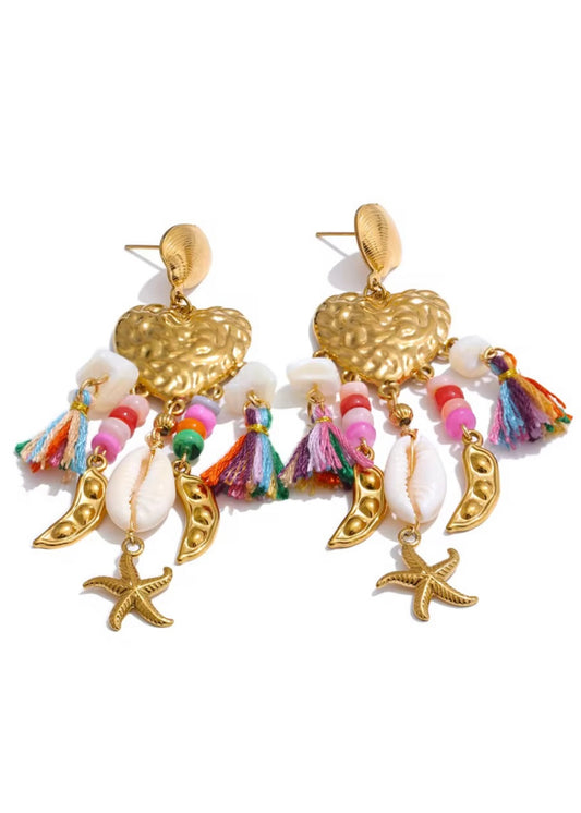 Beach Love Earring Gold Multi