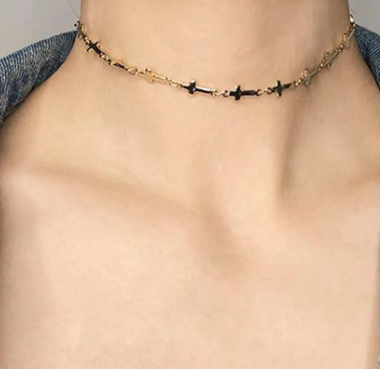 Gold Cross Choker