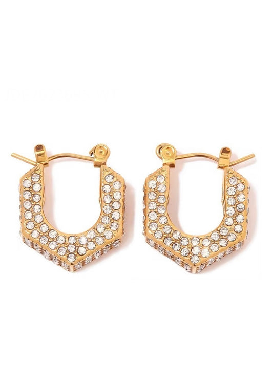 Ti Adoro Gold White Hoop Earring