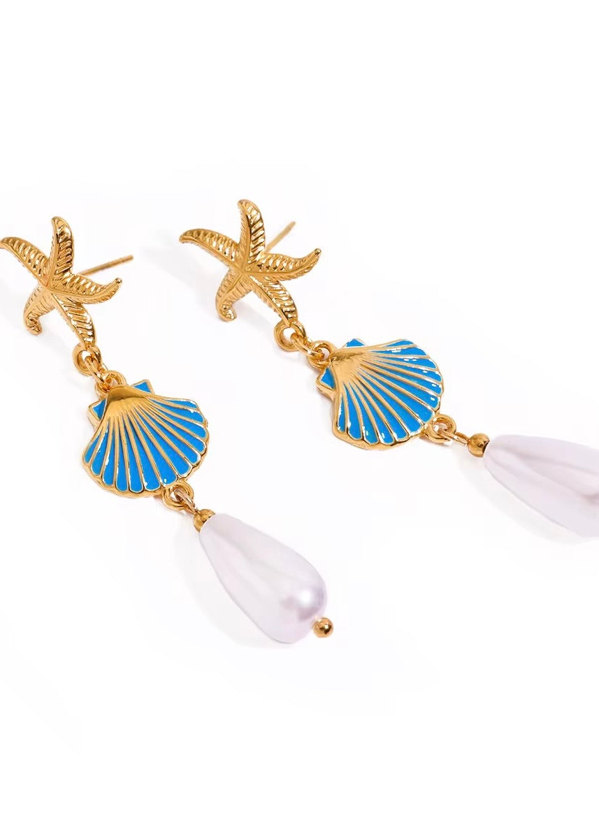 Pearl Sea Star Earring | Gold