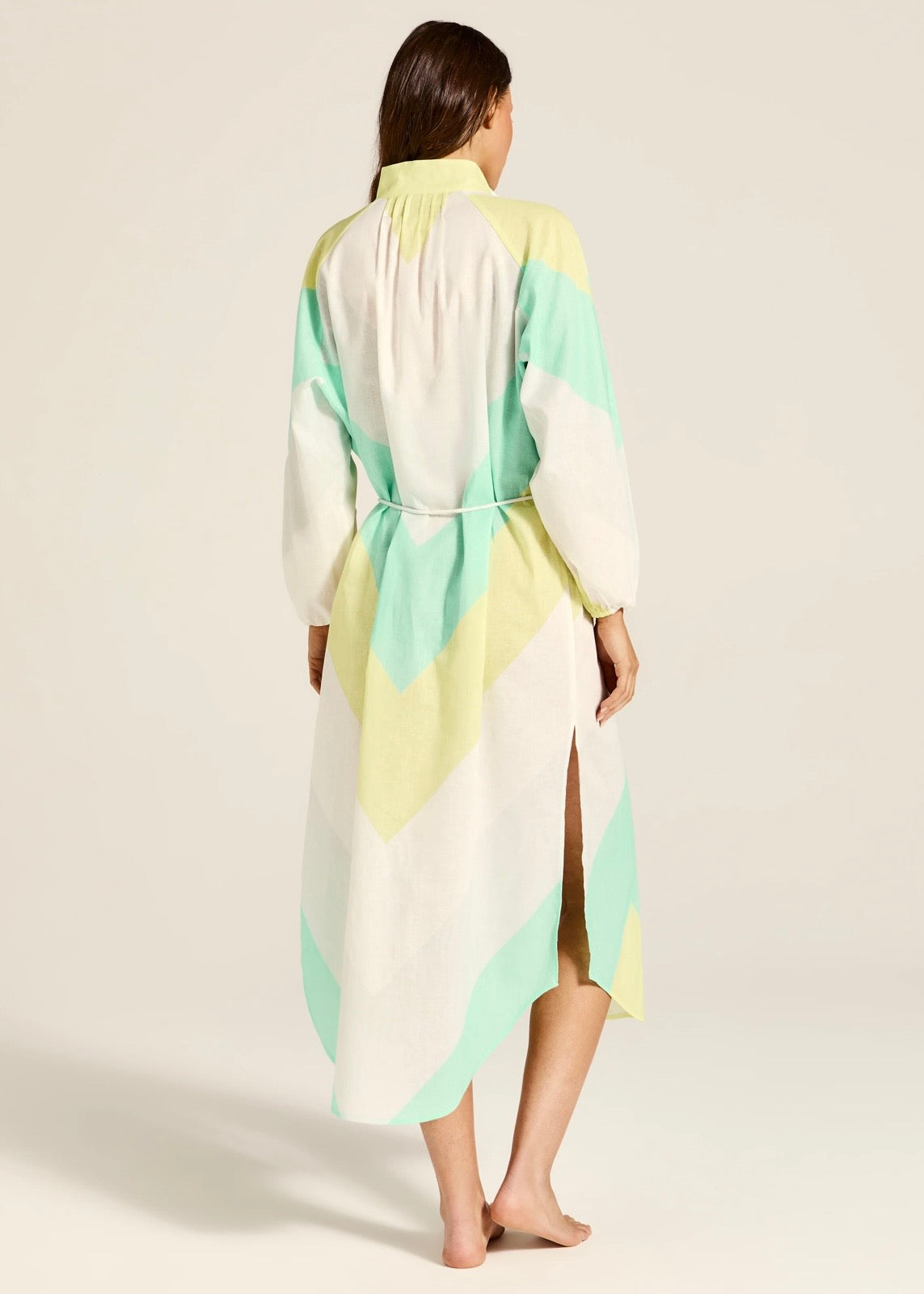Mara Midi Dress | Green Blue Stripe