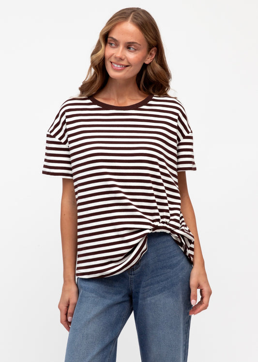 Easy Tuck Tee| Brown/Ivory