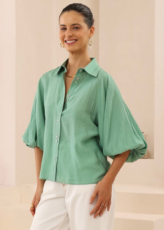 Double Collar Shirt | Green