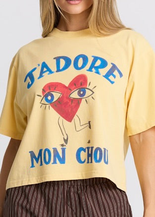 J’adore Mon Chou Boxy Crop T-shirt | Butter