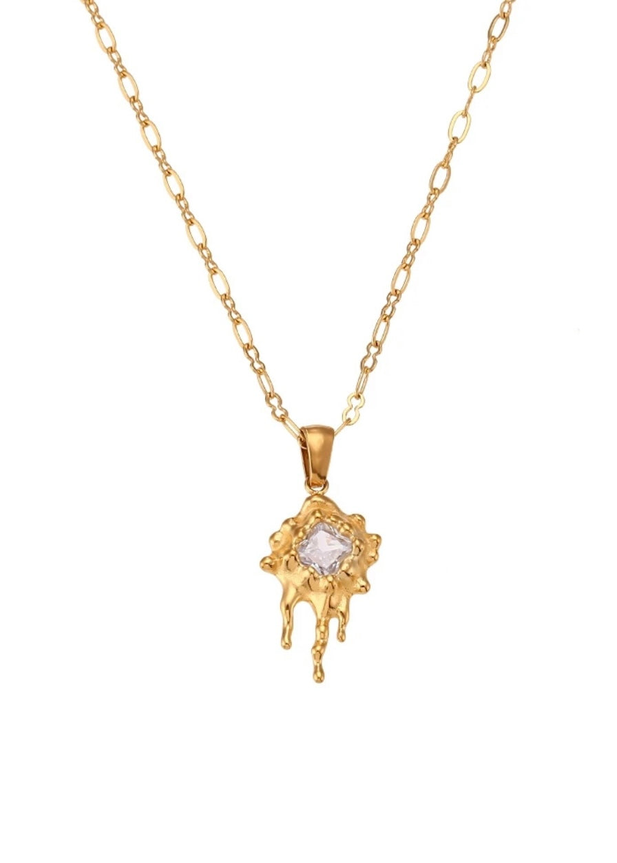 Drip Gold Necklace White