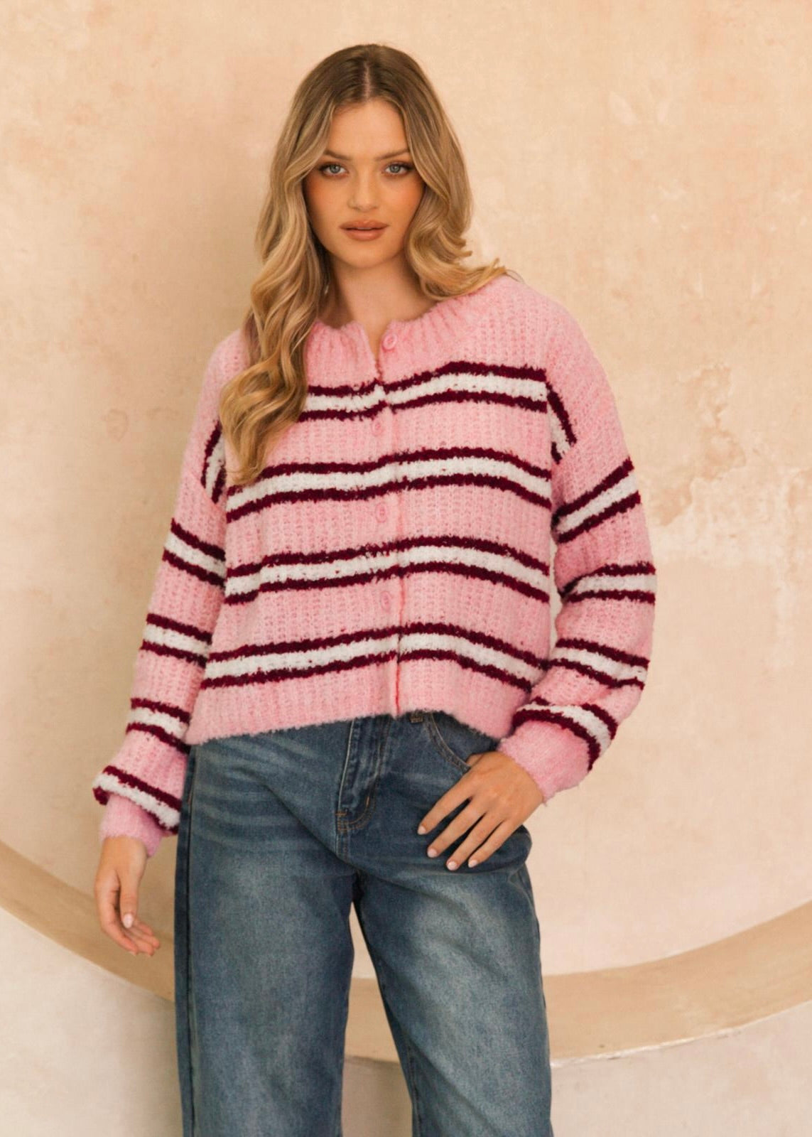 Rosewood Stripe Jumper | Pink