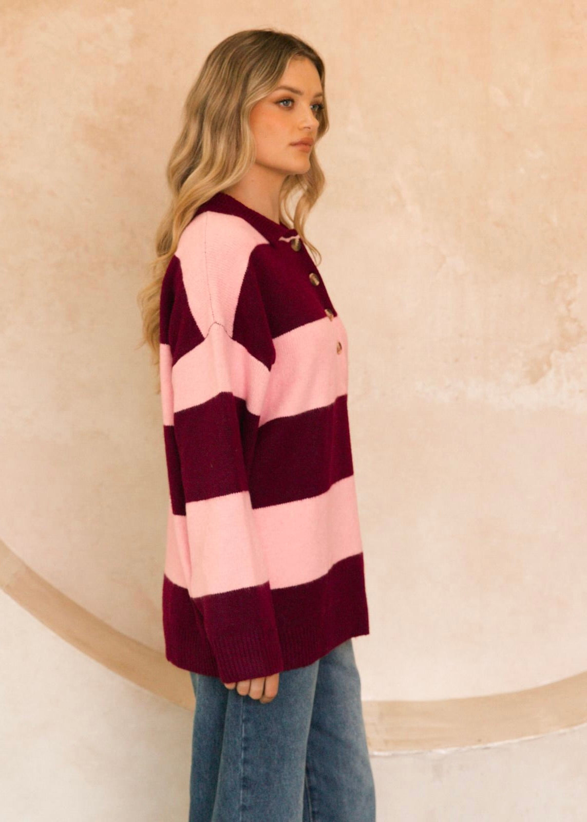 Valentina Stripe Jumper | Berry