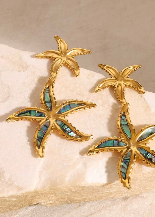 Starfish Pearl Gold Earring