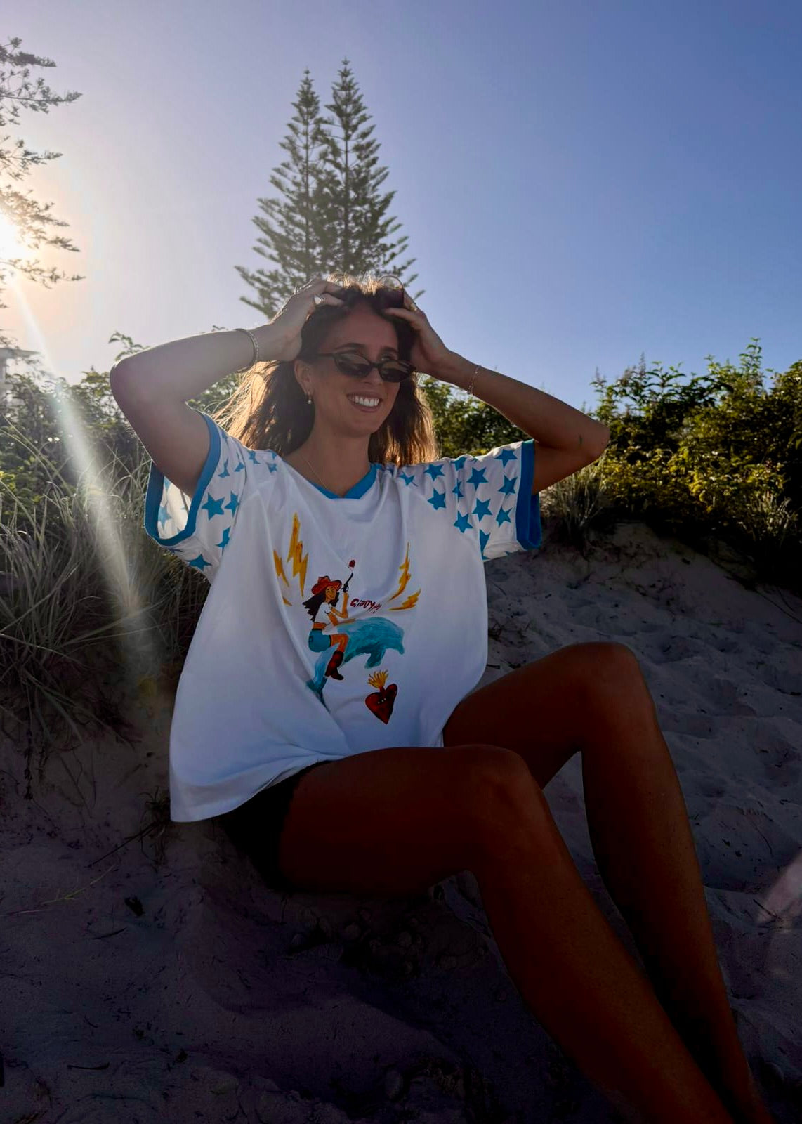 Giddy Up Tee | White Blue