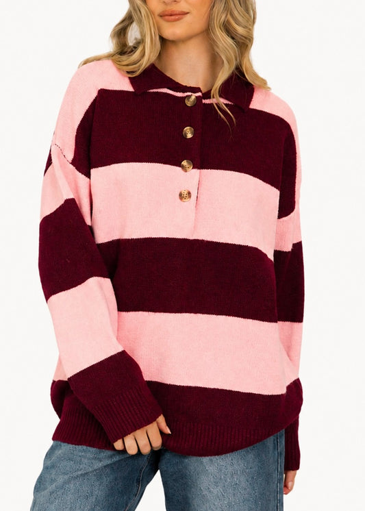 Valentina Stripe Jumper | Berry