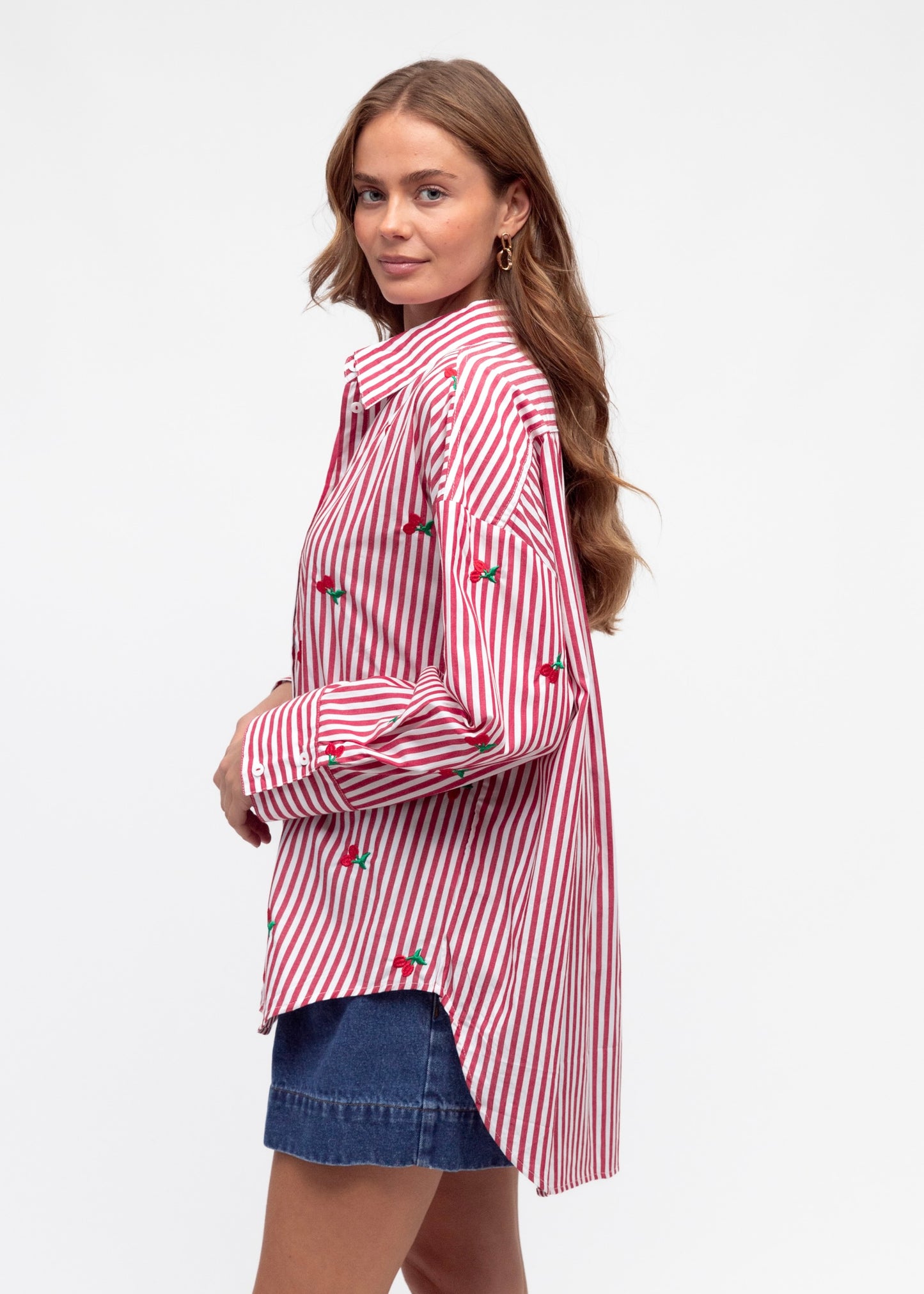 Cherry Embroidery Shirt