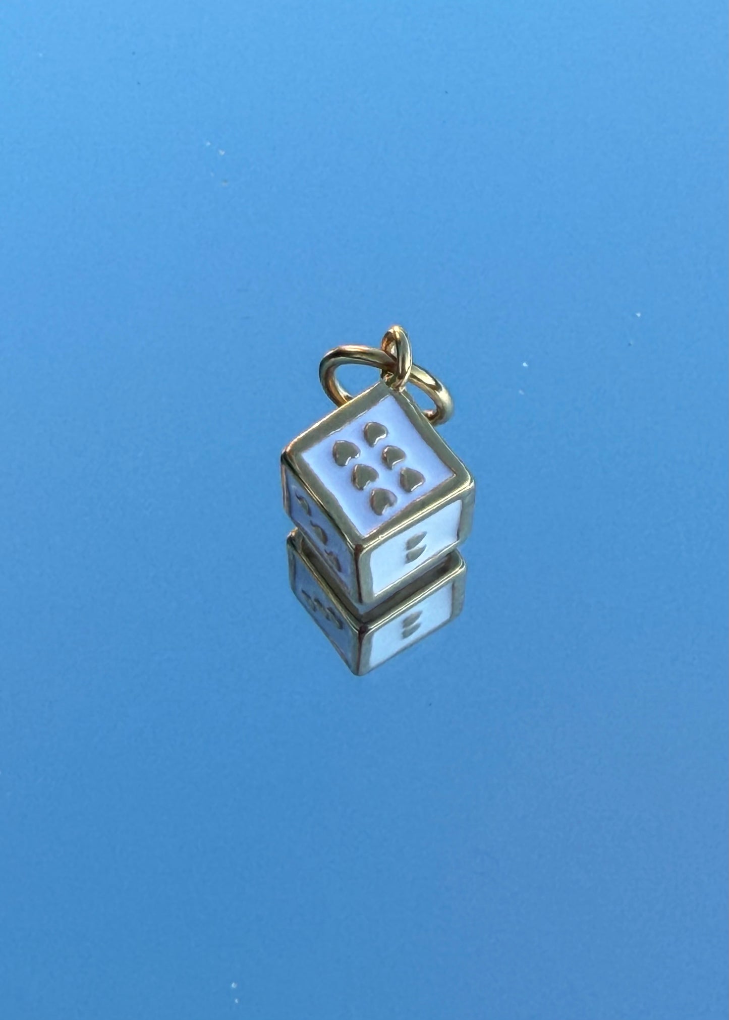 Dice White Charm | Gold