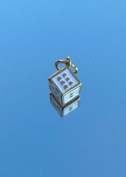 Dice White Charm | Gold