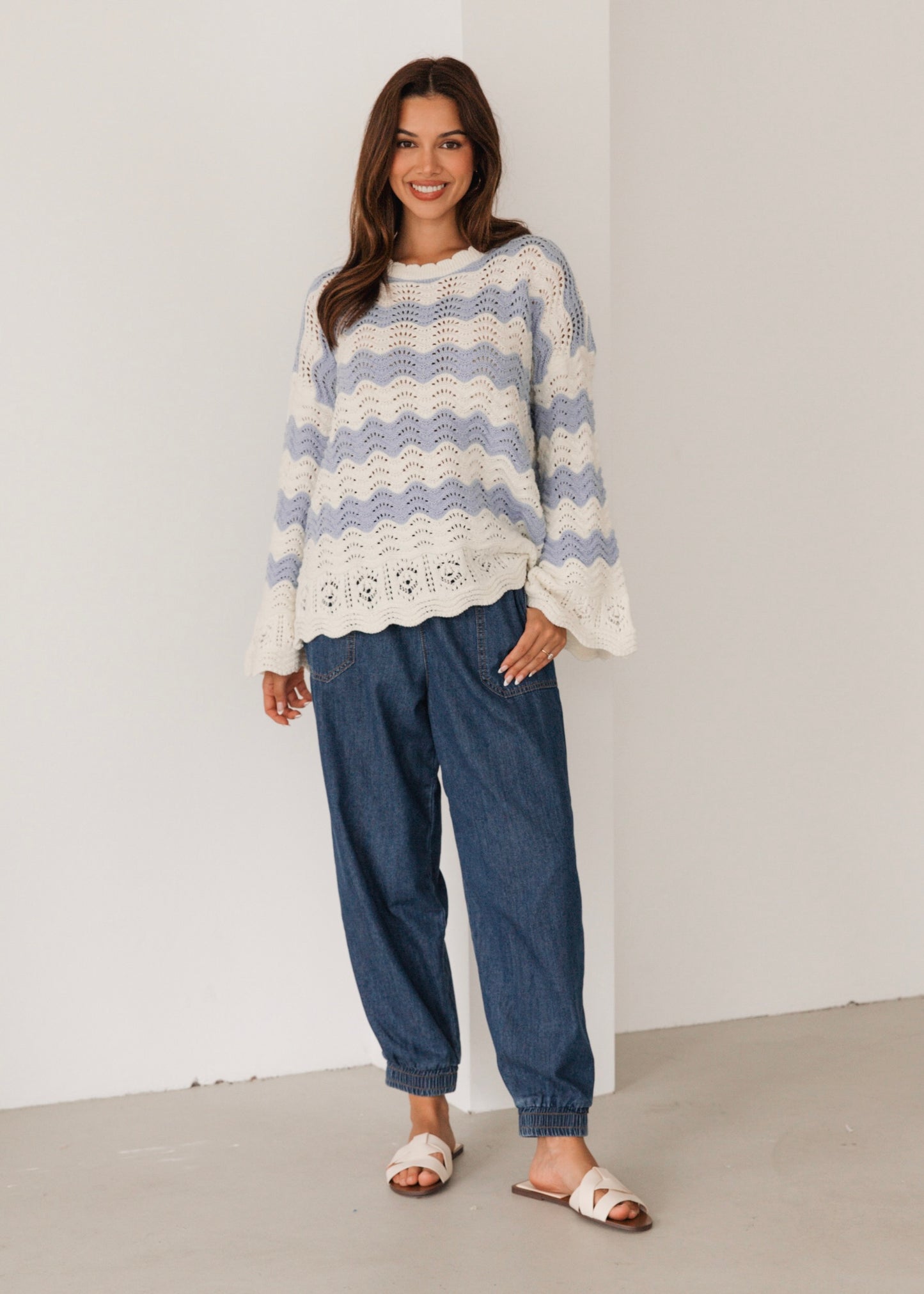 Contrast Stripe Relaxed Knit | Blue