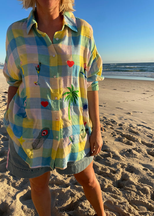 Mermaids Embroidered Shirt | Green