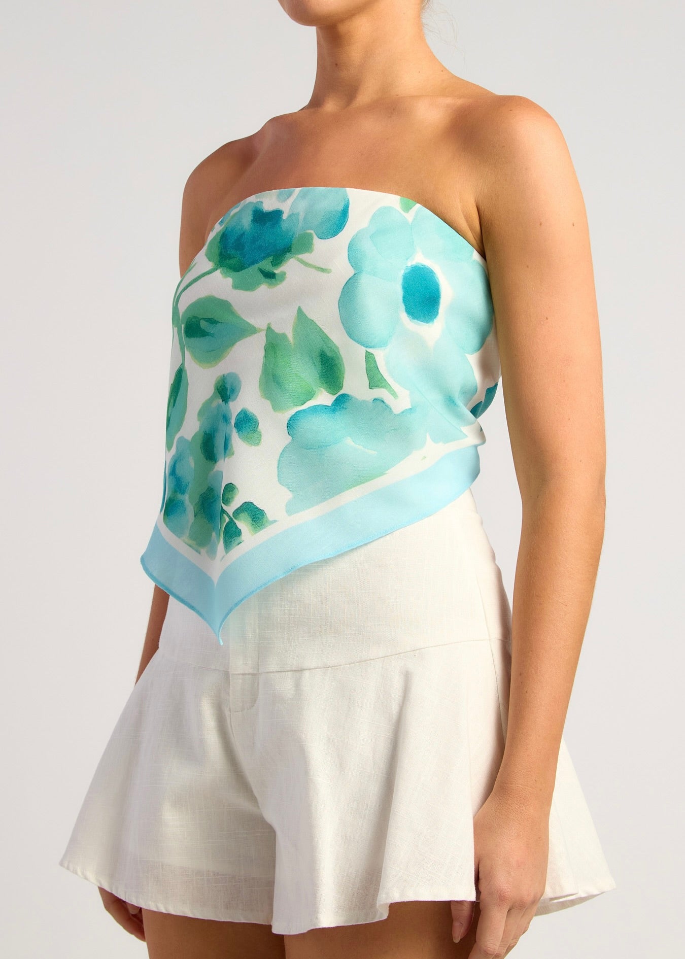 Shirred Back Scarf Top | Green