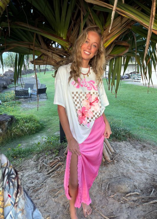 Aloha T-shirt | White/Pink