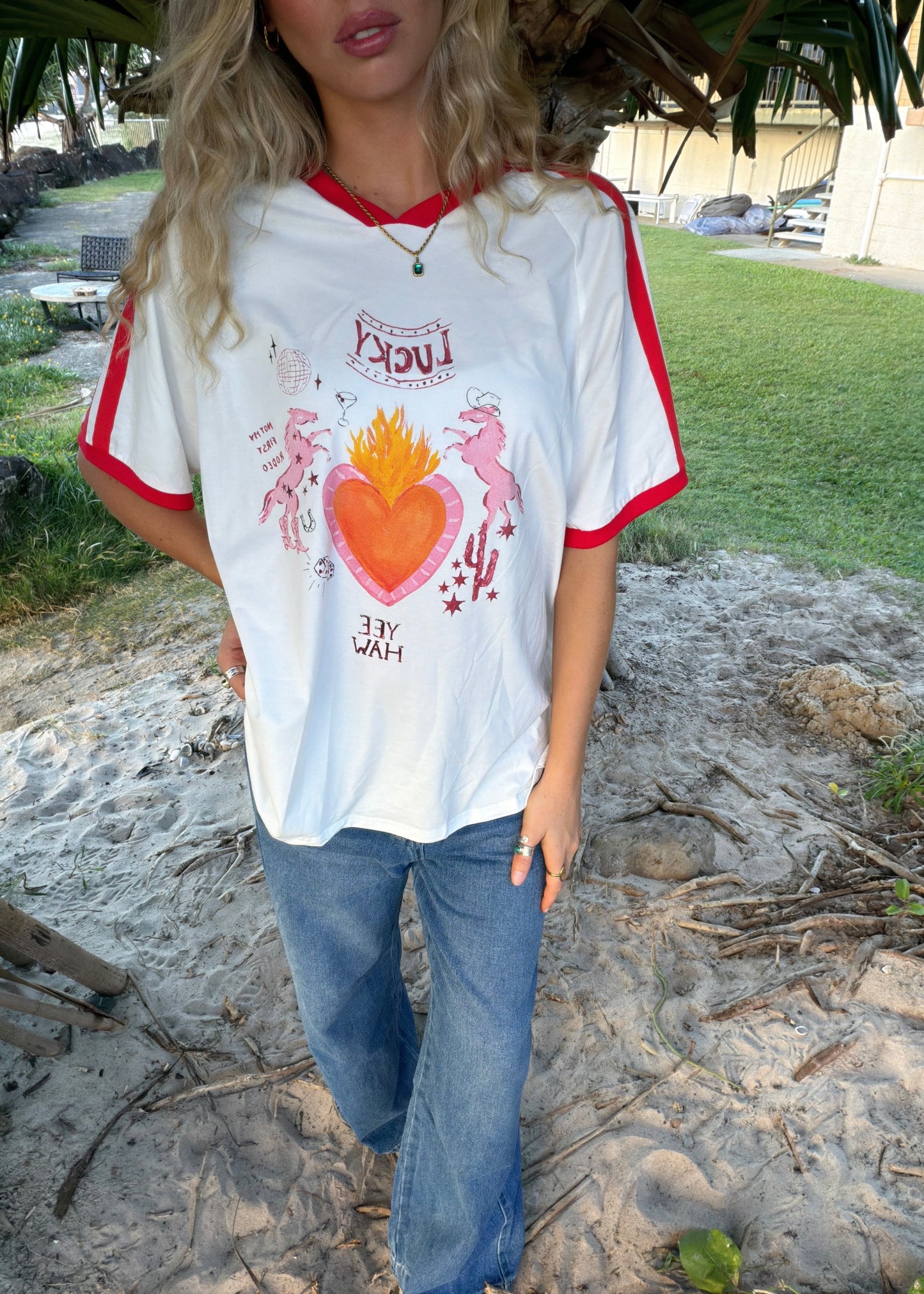 Lucky Yee Haw Tee | White