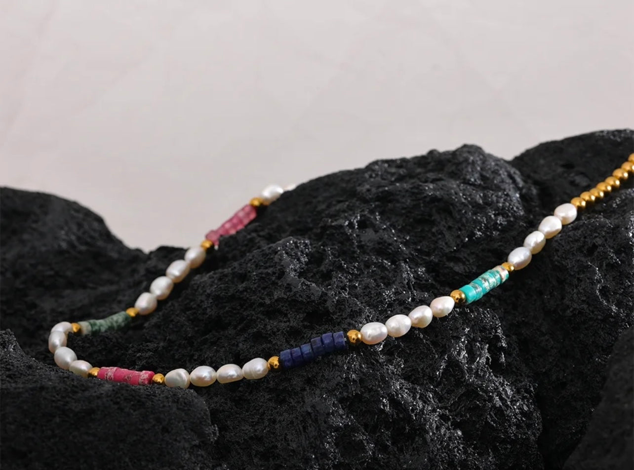 Euro Summer - Gold / Freshwater Pearl Necklace