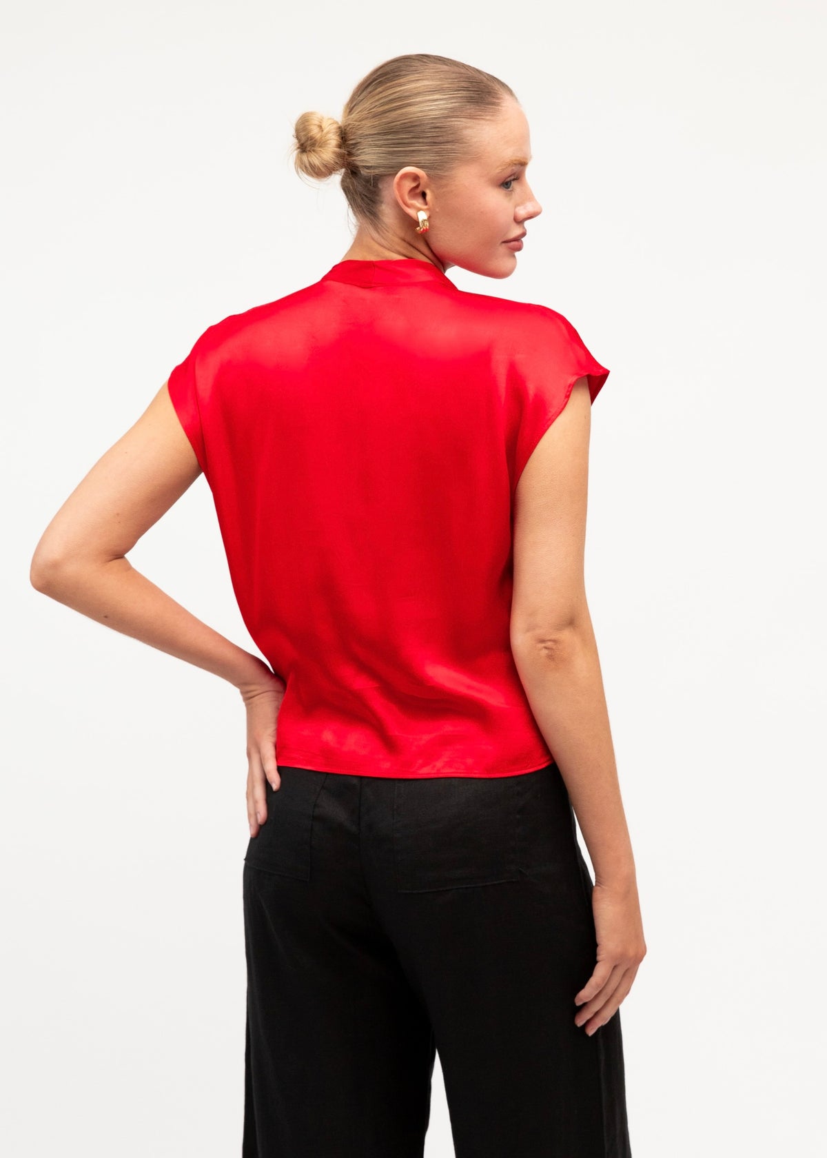Satin Crossover Top - Red