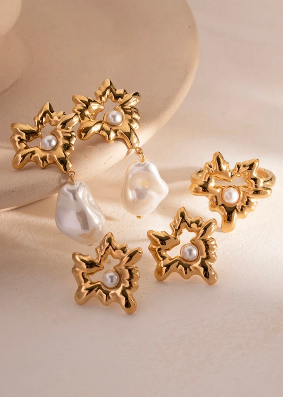 Lava Heart Drop Earring 18k Gold plated