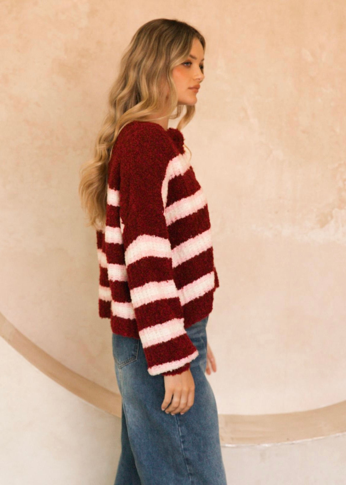 Rosewood Stripe Jumper | Wine
