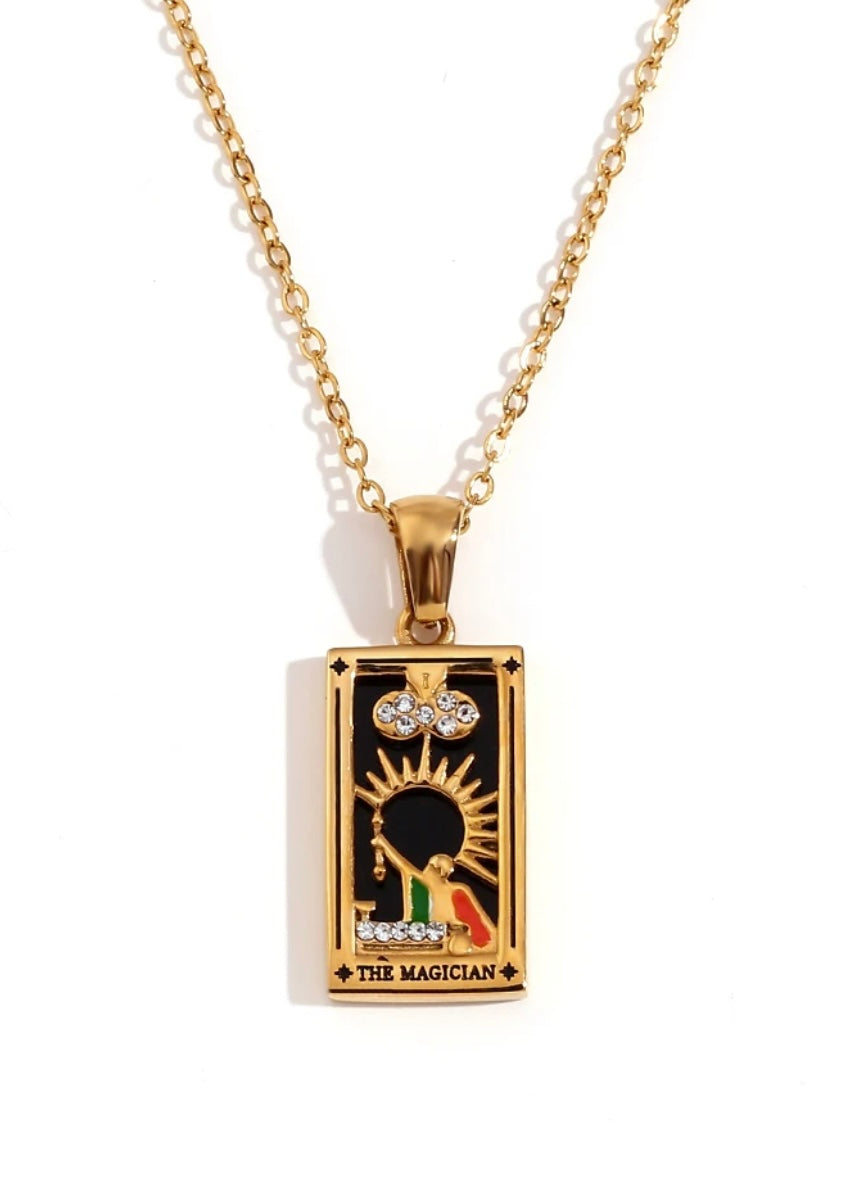 18k Gold Plated Tarot Card Necklace - The Magician