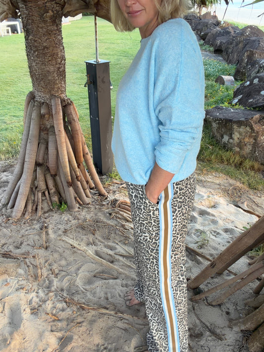 Leopard Racer Jeans | Blue/ Mocha