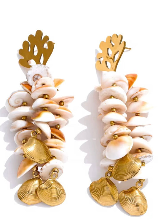 Shell Drop Gold Earring
