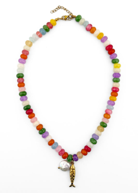Portofino Necklace | Freshwater Pearl & Natural Stone