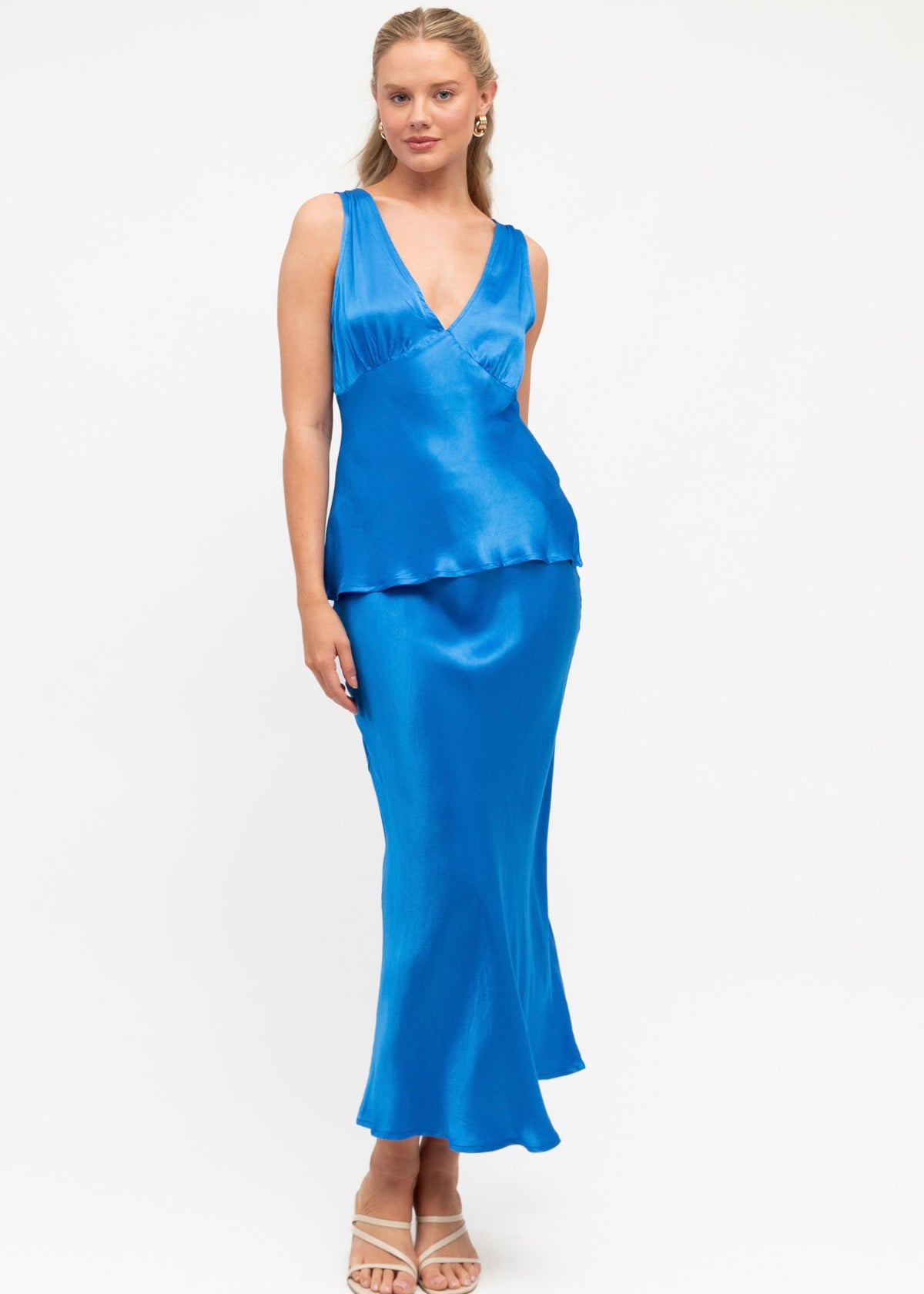 Amara Satin Skirt | Blue