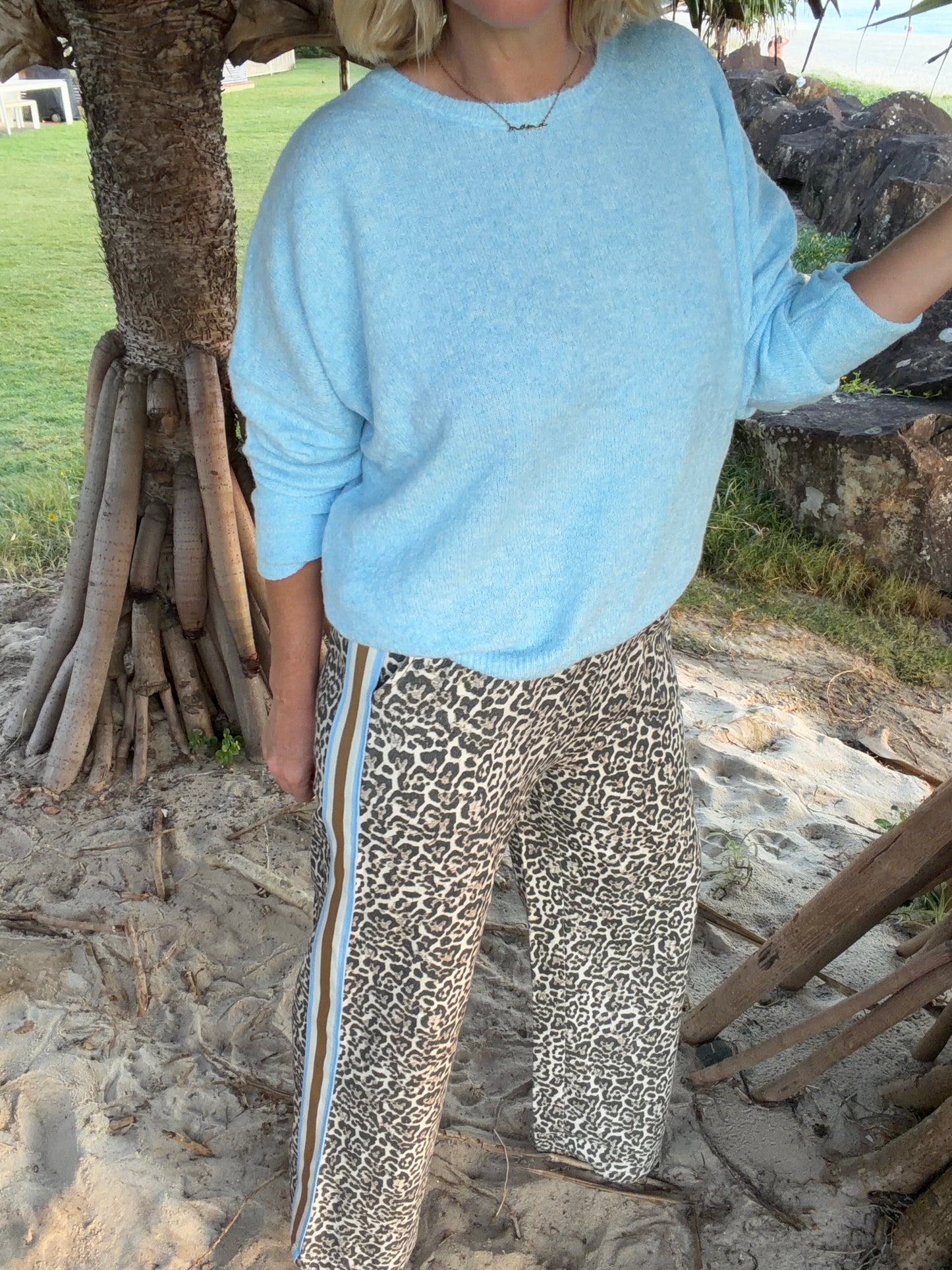 Leopard Racer Jeans | Blue/ Mocha