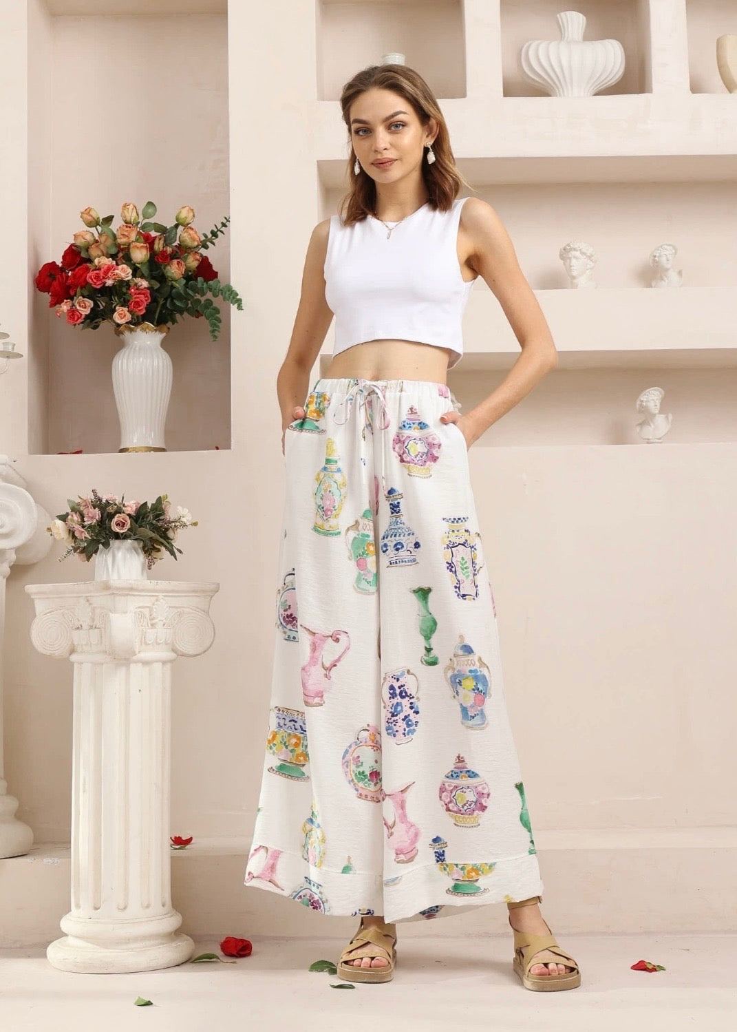 Vase Print Pants