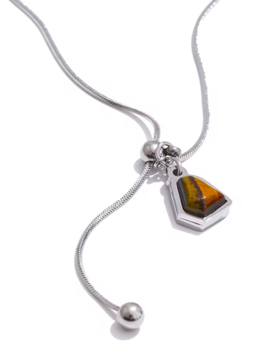 Ra Tiger Stone Necklace Silver