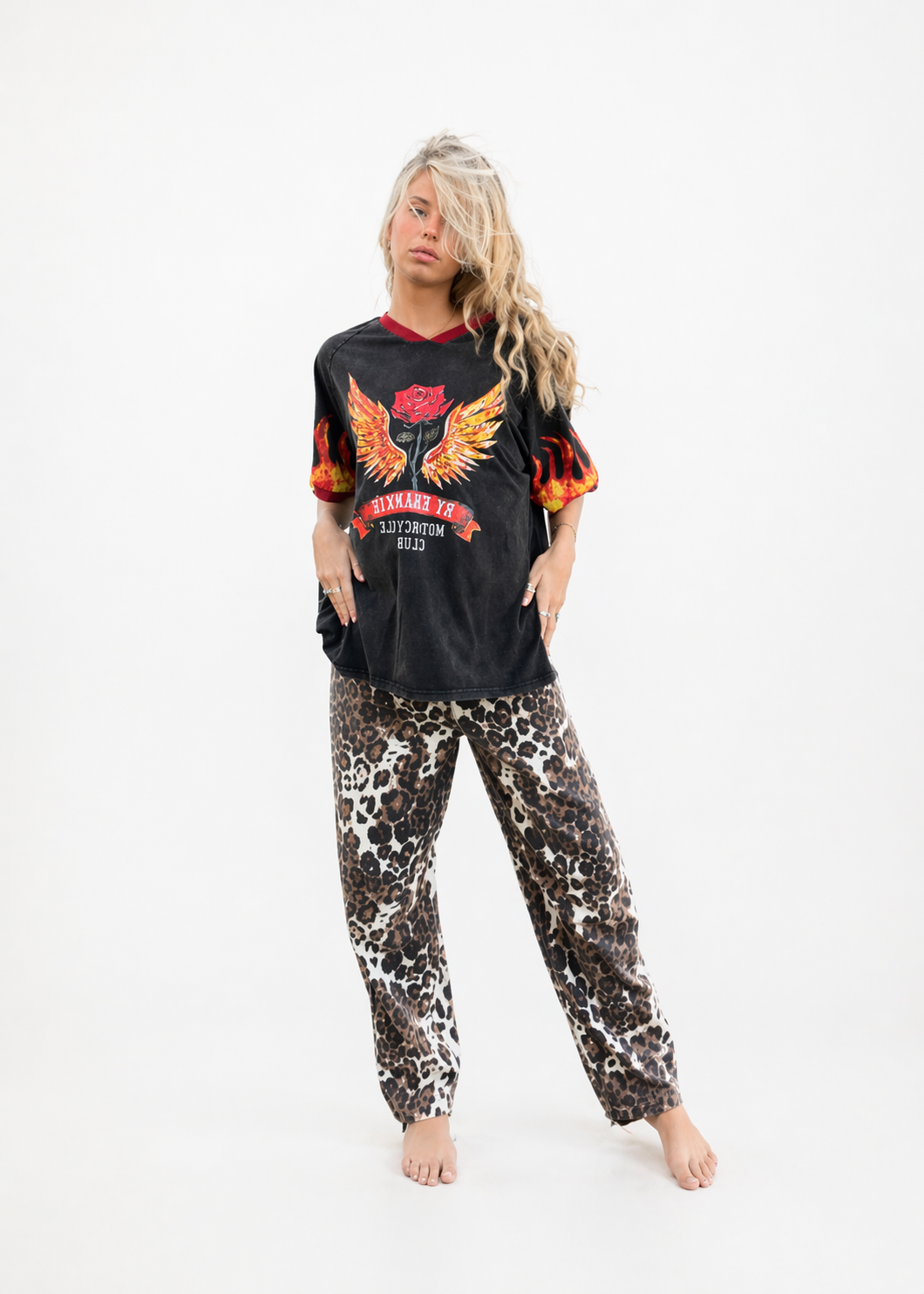 Barrel Denim Jeans | Leopard
