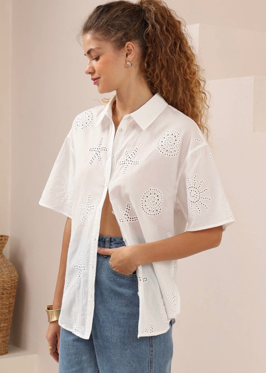 Sea Crochet Shirt | White