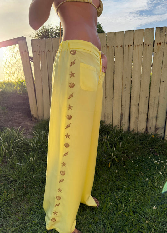 LP Embroidered Pants | Yellow