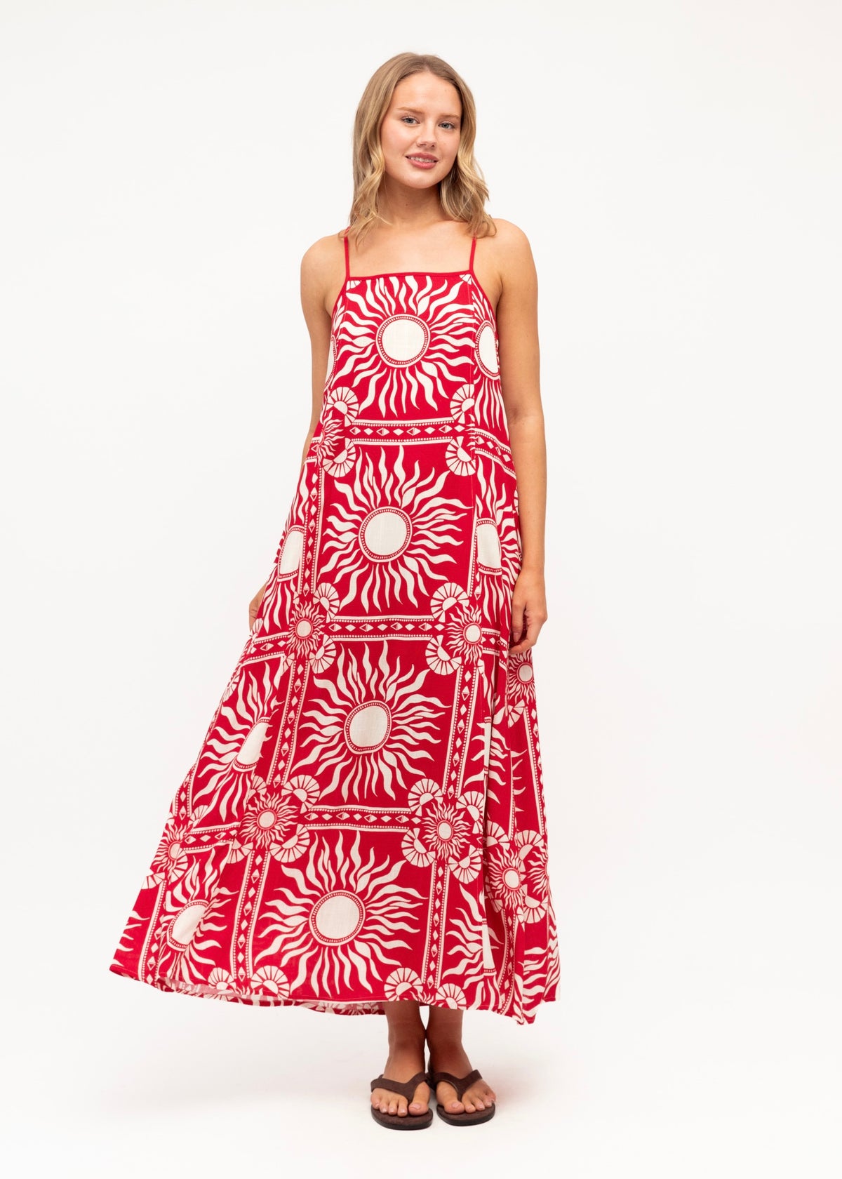 Duo Soleil Maxi Dress - Red White