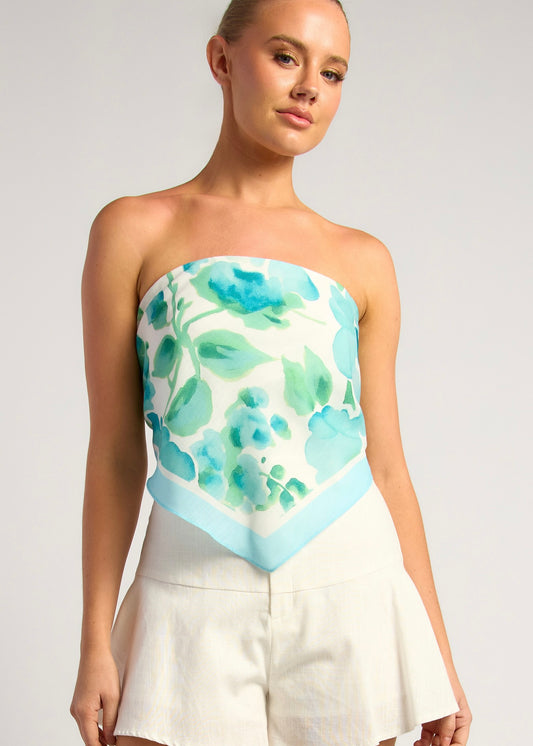 Shirred Back Scarf Top | Green