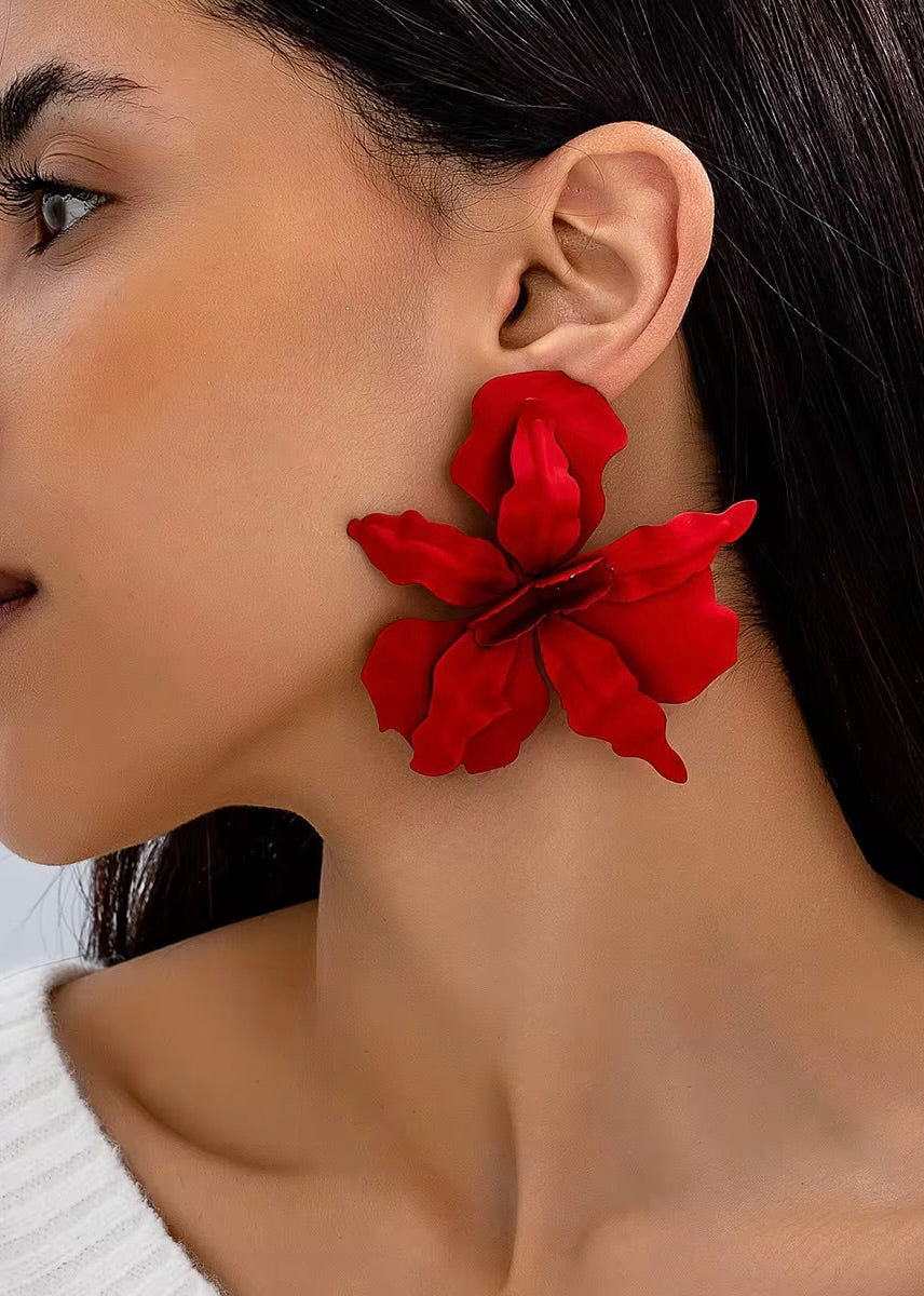 Tahiti Orchid Earring | Electric Red