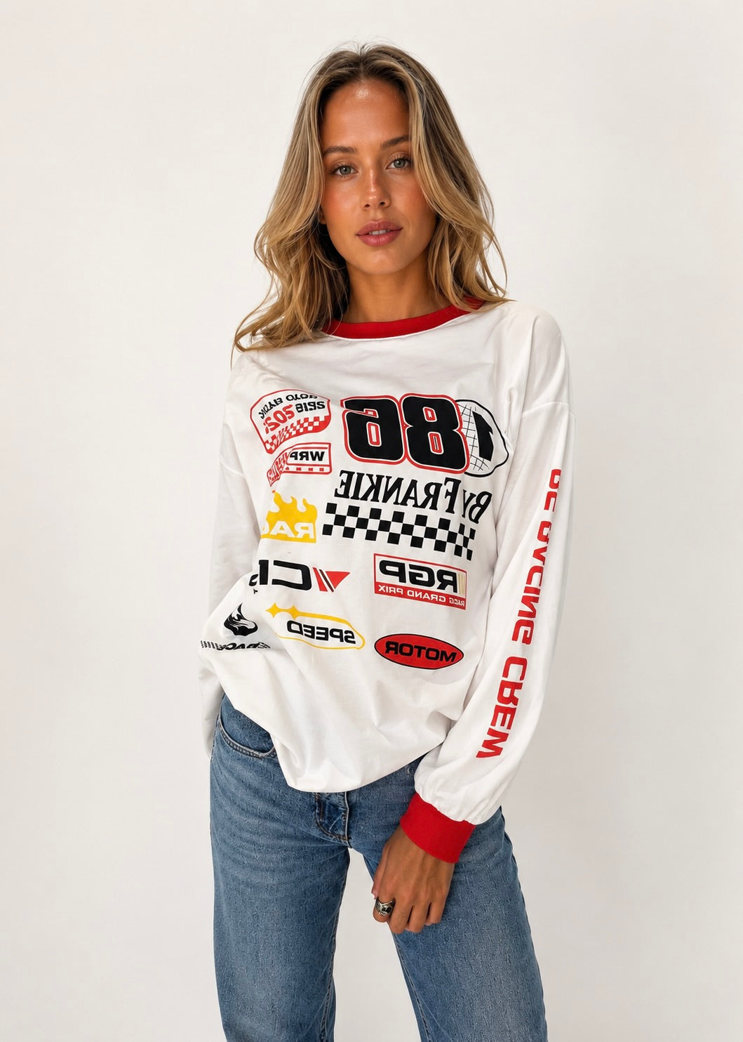 Moto Tee Long Sleeve| White
