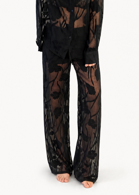 Leaf Sheer Pants| Black