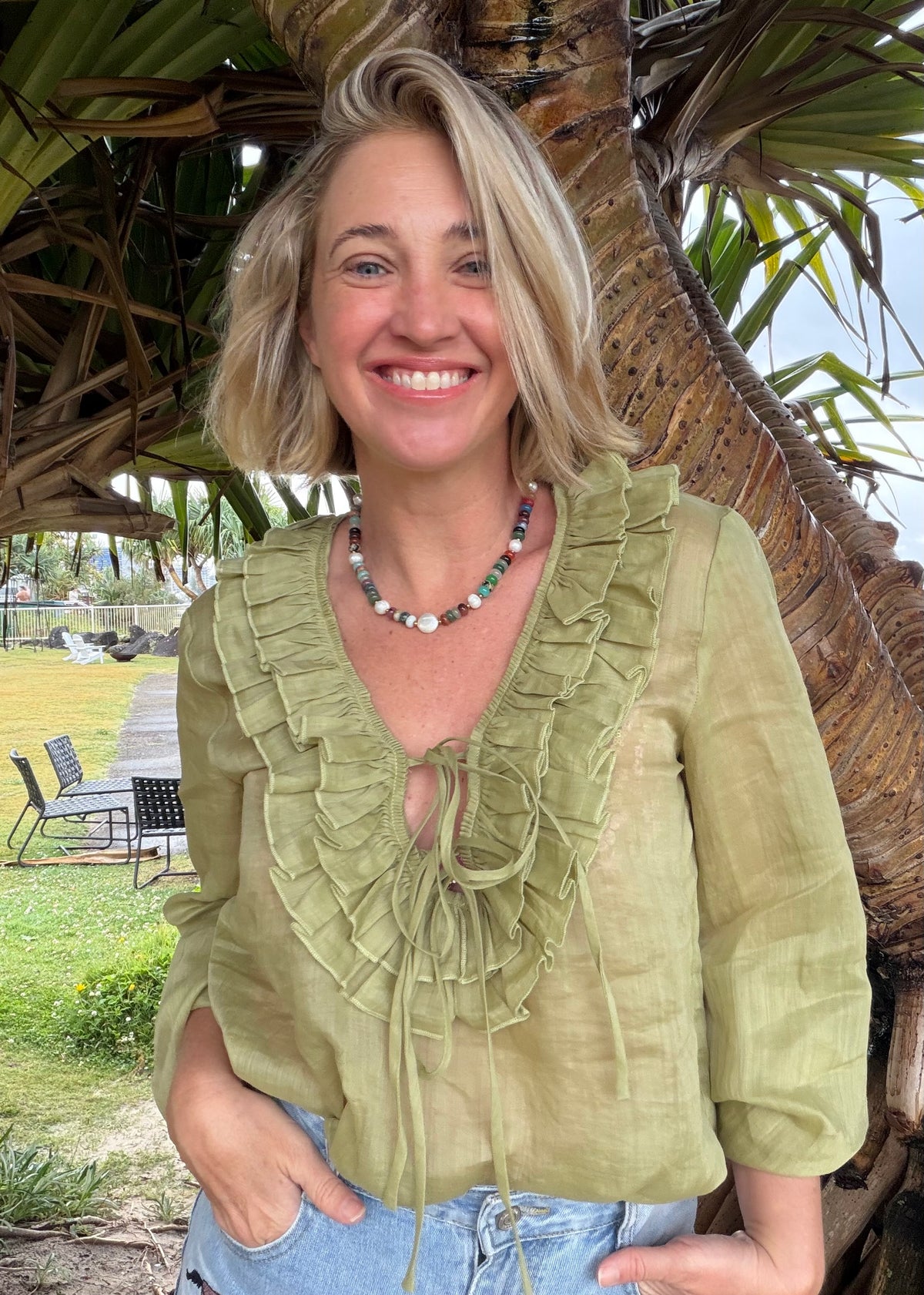 Ruffle Shirt - Green