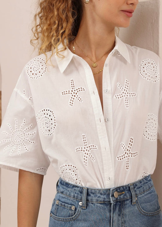 Sea Crochet Shirt | White