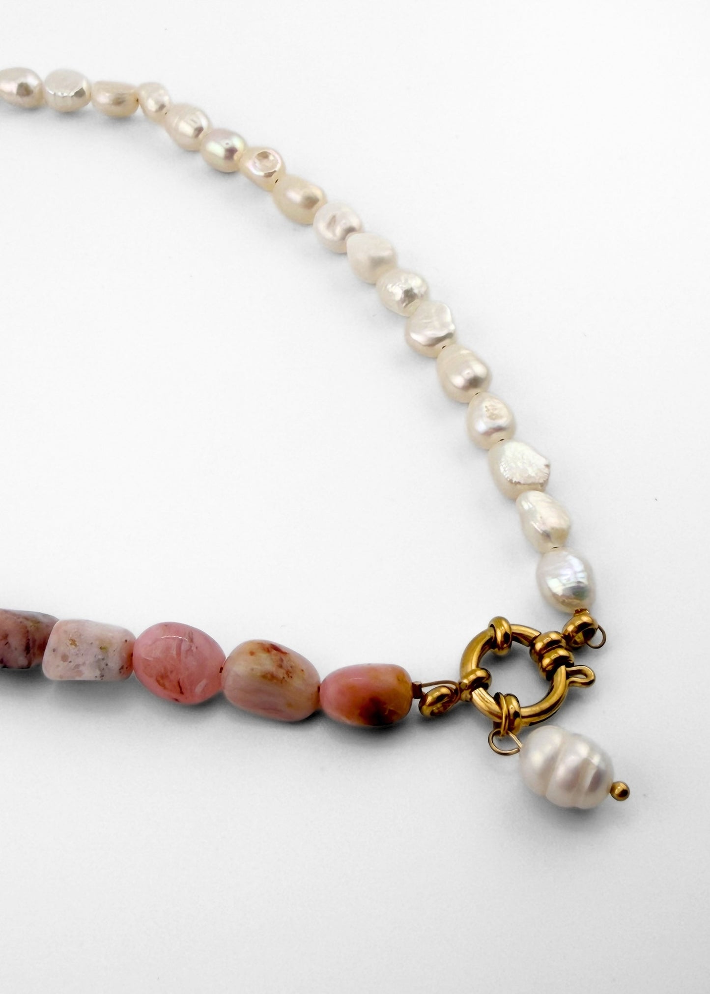 Rose Necklace | Pink Opal & Freshwater Pearl