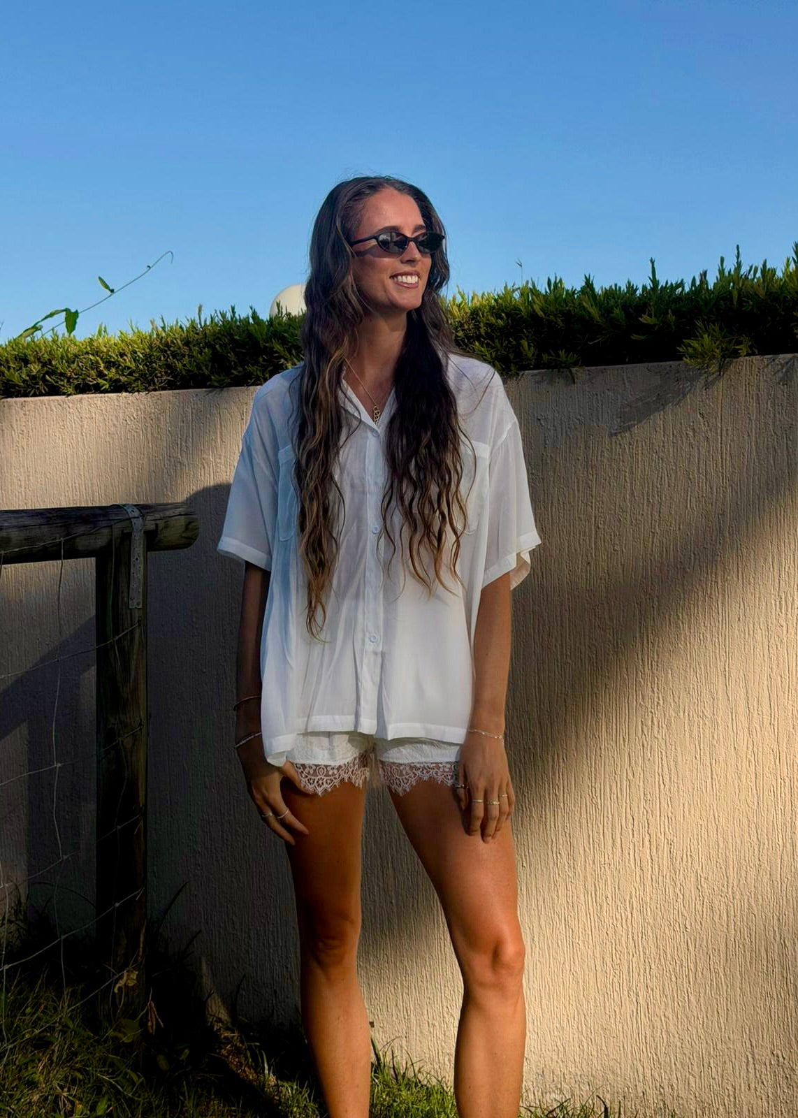 Lace Cupro Shorts | White