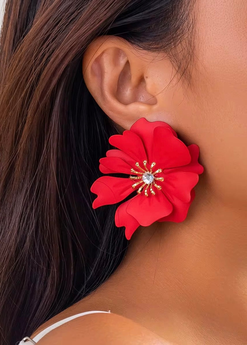 Tahiti Earring Large | Electric Red