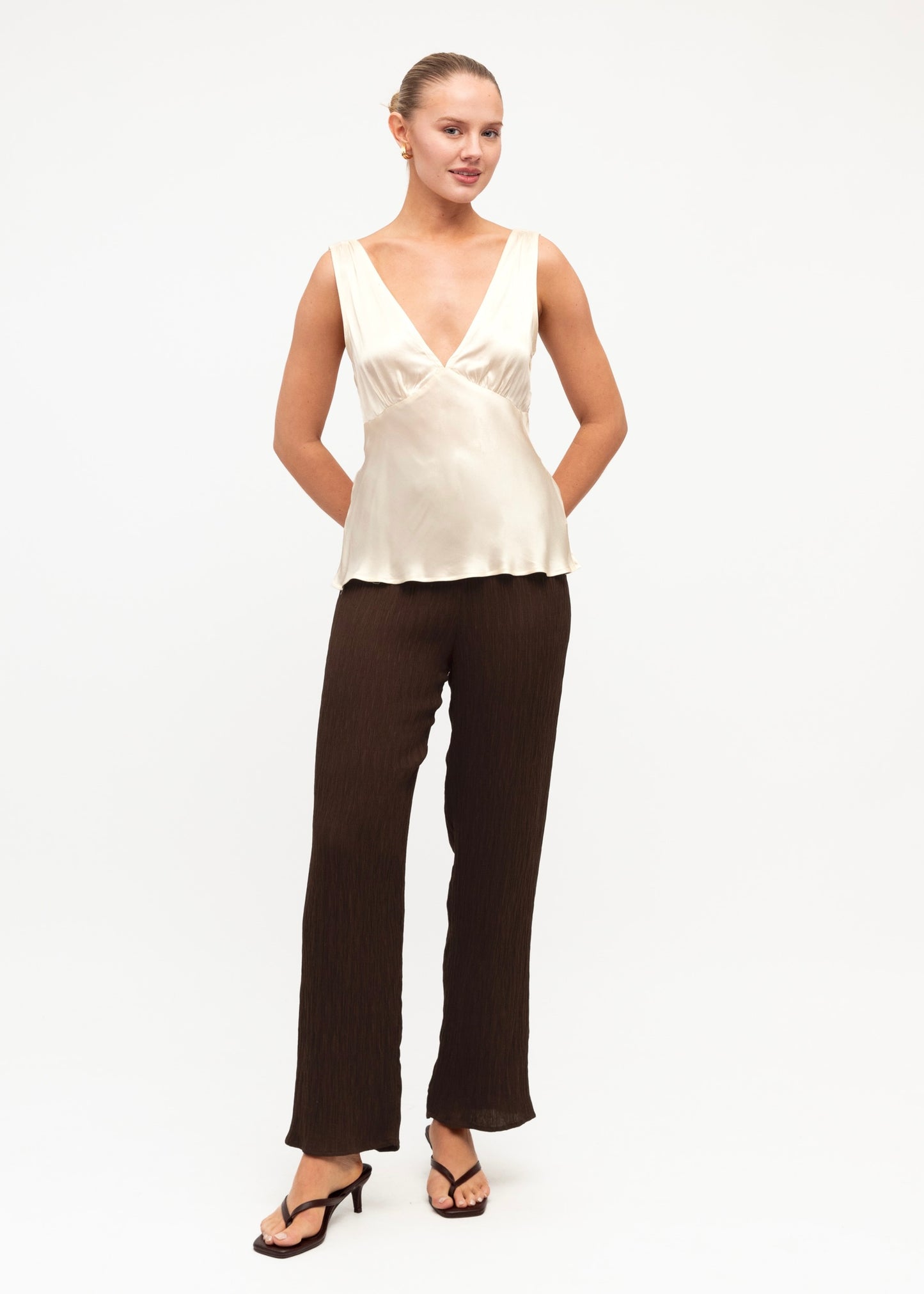 Amara Satin Tank - Ivory