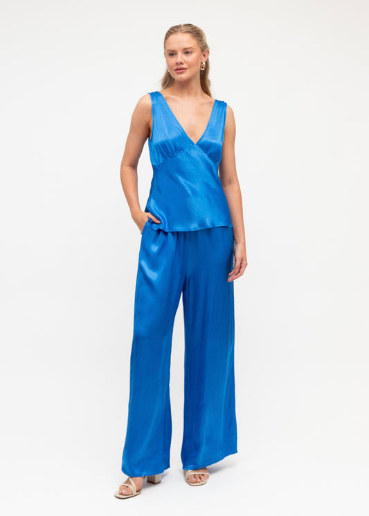 Amara Satin Tank | Blue